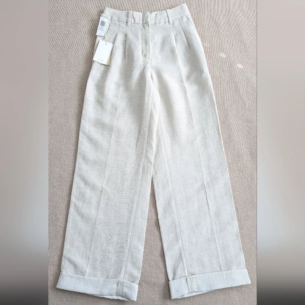 Aritzia Wilfred Effortless Linen Pants In Natural Ecru 0